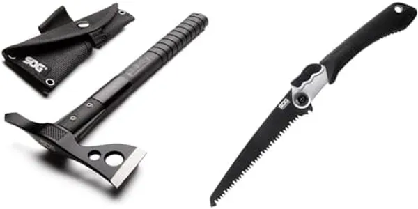 SOG FastHawk- Lighter, Faster, Agile Throwing Hatchet, Versatile Survival Tactical Axe & Folding Saw - Wood Saw, Hand Saw, Pruning Saw and Camping Saw