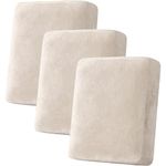 BellaHills Velvet Stretch Sofa Seat Cushion Covers Sofa Couch Cushion Covers Modular Cushion Covers Furniture Protector Sofa Seat Cover with Elastic Bottom(3 Pieces, Ivory)