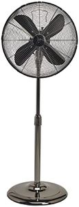 DecoBREEZE Pedestal Standing Floor Fan, 3 Speed Oscillating Fan with Adjustable Height, Pearl Black, Retro Fan, 16 inches
