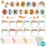 Decorably 97 Pcs Boho Classroom Birthday Chart for Classroom with Borders - Birthday Board Classroom, Birthday Bulletin Board Decorations, Happy Birthday Bulletin Board Set for Classroom