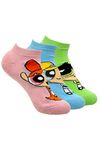 BALENZIA Powerpuff Girls Women's Cushioned Lowcut Ankle Socks- Pack of 3, Multicolor (Free Size)