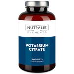 Potassium - Potassium Citrate - High Dose - 2880mg - Element Pure Potassium +1000mg - Muscle - Potassium Citrate - 180 Tablets - Nutralie