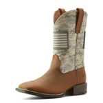 ARIAT Men's Sport Patriot Western Boot, Distressed Brown/Sage Camo Print, 8