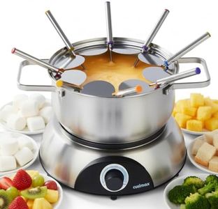 CUSIMAX Electric Fondue Set, 1500W Electric Fondue Pot with Luminated Control Dial, 8 Colour Coded Stainless Steel Forks, For Chocolate, Cheese, Broth, Oil, Stainless Steel Fondue Maker, 1.4Quart