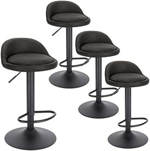 EUGAD 4X Taburetes de Bar con Respaldo Taburetes Altos de Cocina en Cuero sintético Altura Ajustable 61-82 cm con Reposapiés Taburetes Giratorios de 360° para Bar y Cafetería Antracita 0913BY-4