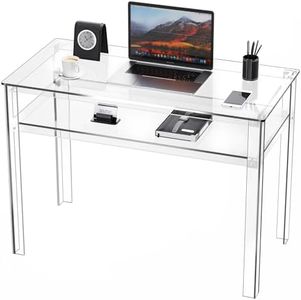 solaround Clear Acrylic Desk with Open Storage, Home Office Computer Writing Desk Office Study Table