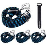 Bungee Cords with Hooks Heavy Duty 4 Pack, Premium Elastic Luggage Bungee Straps Suitable for Bicycles Camping Car Roof Rack Strap Tarpaulin Fixings (23 Inch, Blue)