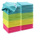 HOMEXCEL Microfiber Cleaning Cloth,50 Pack Cleaning Rag,Cleaning Towels with 4 Color Assorted,11.5"X11.5"(Green/Blue/Yellow/Pink)