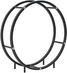 vidaXL Round Black Steel Firewood Rack, Large Capacity Log Holder Stand, Ideal Fireplace Accessory for Indoor and Outdoor Use