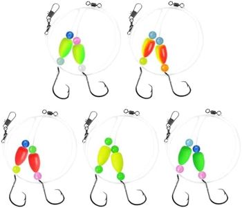 CWSDXM Pompano Rigs for Surf Fishing Saltwater Pre-Rigged Fishing Rigs with Floats Beads Double Circle Hook Surf Fishing Tackle 12/15PCS (5 colors-5pcs)