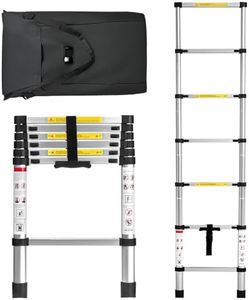 ZUNI 2M Telescopic Ladder, Aluminum Lightweight Multi-Purpose Collapsible Extension Ladder, Heavy Duty 150kg Max Capacity, Height Locking Collapsible Ladder for Home, RV and Outdoor Work