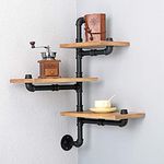 Weven Industrial Pipe Shelving Wall Mounted,Wall Shelf Unit Bookshelf Hanging Wall Shelves,Rustic Metal Floating Shelves,Steampunk Real Wood Book Shelves,Farmhouse Kitchen Bar Shelving(3 Tier)