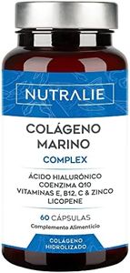 Colágeno Marino Hidrolizado Puro + Ácido Hialurónico Q10 Vit C E - Piel Articulaciones PREMIO 2023-100% Péptidos de Colágeno Tipo I - 60 Cápsulas Nutralie