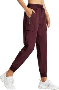 Libin Women's Hiking Cargo Pants Quick Dry Joggers Travel, Wine Red XS
