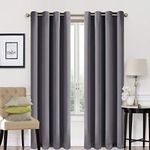 EASELAND Blackout Curtains 2 Panels Set Thermal Insulated Window Treatment Solid Eyelet Darkening Curtain for Living Room Bedroom Nursery,Dark Grey,66x90 Inches