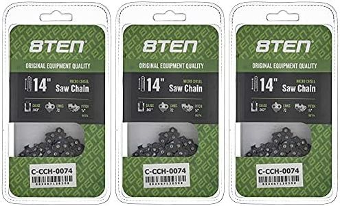 8TEN Micro Chisel Chainsaw Chain 14 Inch .043 1/4 72DL for Stihl MSA120 C-B 3670 005 0072 71PM372 (3 Pack)