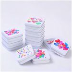 12 Pack Love Heart Image Pattern Empty Square Metal Storage Organizer Tins Mini Gift Boxes with Hinged Lids, 2.76 x 2.76 x 0.79 inch