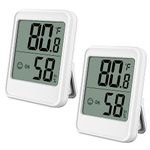 Temino 2Pack Digital Hygrometer Thermometer Room Thermometer Indoor Thermometer for Home with Temperature and Humidity Monitor, Wall Mount, Mini Size, Big Numbers, White