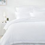 Amazon Basics Light-Weight Microfiber Duvet Cover Set with Snap Buttons - Twin/Twin XL, Bright White