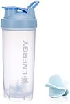 Menmamenma Protein Shaker Bottles Sports Protein Mixes Cup 700ml/24oz Water Bottle with Whisk Mixing Ball Leak-proof Lid Workouts Protein Shaker for Fitness Gym Milkshake (Blue)