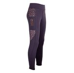 AK Black Pearl Pull on High Waisted Breathable Horse Riding Tights/Leggings/Breeches with Full seat Silicon Grip AKRS 6057 (XS, Black)