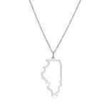 Sterling Silver Illinois State Outline Pendant Necklace, 18\