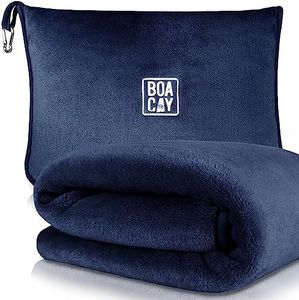 BOACAY Soft & Warm Travel Blanket for Airplane & Car - Long Flight Essential for Women, Men, Kids - Compact Pillow with Luggage Sleeve & Backpack Clip