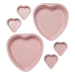 Paris Hilton Heart Shaped Nonstick Bakeware Set, Easy Release Carbon Steel, Includes Two 9.5-Inch Pans and Four Mini 3.5-Inch Pans, Dishwasher Safe, Made Without PFAS or PFOA, 6-Piece Set, Pink