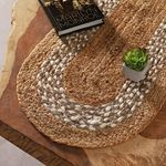 Madhu International Jute Runner, Handwoven Braided Jute Table Runner for Country Farmhouse Decor, Natural Fiber Table Runner, Vintage Dining Table Oval Runner, Boho Style Runner