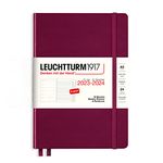 Leuchtturm1917 - Weekly Planner & Notebook Medium (A5) 2024, with booklet, 18 Months, Port Red, English