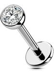 OUFER Body Piercing Titanium Push in Labret Piercing Stud Jewellery 18G 5/6/8/10/12mm Lip Labret Stud Tragus Helix Cartilage Stud Bar Piercing Jewellery