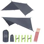 Gold Armour Rainfly TARP - Hammock Waterproof RAIN Fly Tent TARP 185" Centerline - Lightweight Nylon Survival Gear Backpacking, Gray 12ft x 10ft