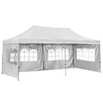 10x20 Ft Wedding Party Canopy Tent Pop up Instant Gazebo with Removable Sidewalls and Windows (White 4 Walls)