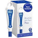 Bluelab pH PenPlus – Replaceable Probe pH & Temperature Meter, IP68 Waterproof, Backlit Display, Easy 2-Point Calibration – Includes Calibration & KCl Storage Solution – Made in NZ