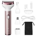 SEABIRD Womens Electric Razor, 4 in 1 Face Shaver for Women, Facial Hair Remover for Women, Electric Women Bikini Trimmers for Legs, Travel Razor for Eyebrow Ear Nose Hair Lip Beard Armpit, Rose Gold