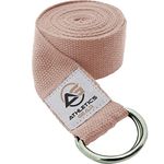 Yoga Strap Belt with Metal D-Ring Buckle, 6ft long & 1.5 inch wide, Made with Durable Cotton for Stretching and Flexibility (Natural)