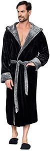 Men's Hooded Plush Bathrobe - Luxurious Men Robes - Comfortable Men Bathrobes - Men Robes with Hood - Spa Gifts for Men