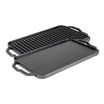 Lodge LPGI3 Collection 20x10 Inch Cast Iron Chef Style Reversible Grill/Griddle. Two-in-One Seasoned Cookware for Stovetop Burners or a Campfire. Made, Black