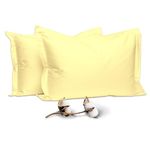 Pizuna 100% Cotton Standard Pillowcases 2 Pack Mellow Yellow 50x75cm, 400 Thread Count Long Staple Combed Cotton Soft Pillow Cover, Sateen Weave Oxford Pillow Cases (Cooling Pillowcase 2PC)