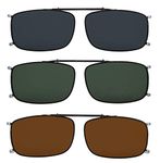 Eyekepper Grey/Brown/G15 Lens 52x33MM 3-pack Clip-on Polarized Sunglasses Women Men