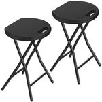 TAVR Furniture Portable Folding Chair with Handle, Heavy Duty Round Fold Stool Chair with 500lbs Capacity for Adults, 18 Inch Foldable Stool for Dorm, Kitchen, Vanity, Church and Outdoor use