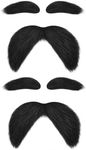 AONSOULE 2 Packs of Black Fake Mustaches and Eyebrows, Funny Costume Accessories, Self-Adhesive Mustache for Cosplay, Halloween, World Book Day, Fancy Dress Parties, Festivals