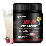 DENZOUR NUTRITION Bee-Hp Pre-Workout, Most Explosive Muscle Pump With Fat Loss Formula, 250mg Caffeine, 750mg Creatine Monohydrate and 4500mg Beta-Alanine - Lychee, 100g (10 Servings) Powder