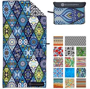 ECCOSOPHY Microfiber Beach Towel -Sand Free Towels are Quick Dry, Light Weight, Super Absorbent-Perfect Pool, Travel, Cruise, Camping Essentials - Oversized Extra Large for Adults (Mykonos)