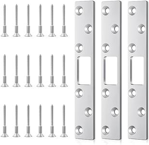 Deadbolt Strike Plate-6 Inch Door Strike Plate-Extended Strike Plate for Heavy Duty Residential Door Deadbolt Strike Armor (Silver)- 3 Pack