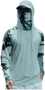 Fishing Hoodies for Men with Face Mask Camouflage Long Sleeve Sun Shirts UV Protection Sunshirt Quick Dry Hiking Clothes Breathable Sun Protection Clothing Men Construction Workwear Summer Hoodies
