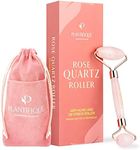 Plantifique Rose Quartz Roller - Face Roller - Face Massager for Skincare - Facial Roller 100% Natural Stone - Face Roller - Gifts for Women & Men - Eye Roller for Dark Circles and Puffiness