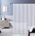 Dainty Home Linen Waterproof Shower Curtains White 70" x 72", Machine Washable 3D Floral Puff Cotton Bath Curtains Shower Curtain Waterproof Fabric