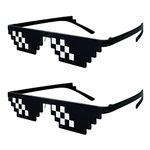 2 Pcs Thug Life Glasses Pixel Sunglasses for Party, Deal with it Glasses Party Decor Funny Sunglasses Cool Meme Glasses