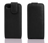 cadorabo – Flip Style Case for Apple iPhone 5 / 5G / 5S with 2 Card Slots – Wallet Shell Etui Cover Protection Skin in OXID-BLACK